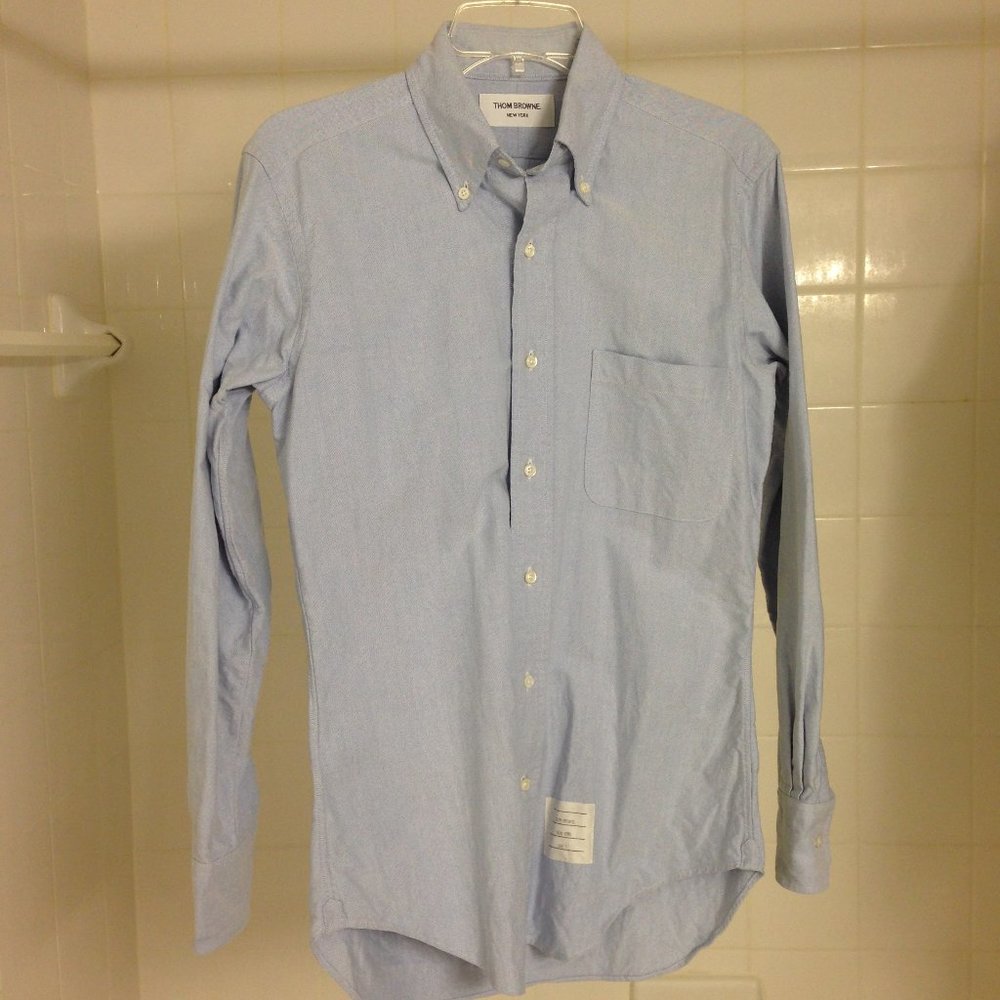Thom Browne Light Blue OCBD Shirt TB 1 Small
